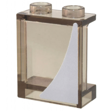 trans-brown panel 1 x 2 x 2 with side supports - hollow studs with light bluish gray curved triangle pattern model left side sticker - set 10262