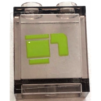 trans-brown panel 1 x 2 x 2 with side supports - hollow studs with lime cup pattern sticker - set 60337