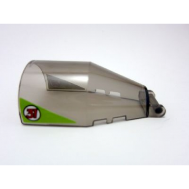 trans-brown windscreen 6 x 4 x 2 round with bar handle with lime triangle and red number 31 pattern on both sides stickers - set 60114