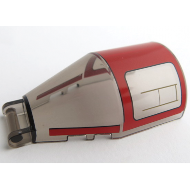 trans-brown windscreen 6 x 4 x 2 round with bar handle with red roof and stripes pattern