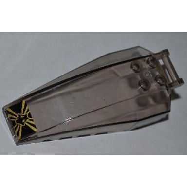 trans-brown windscreen 8 x 4 x 2 with 4 studs and bar handle with snake skull pattern sticker - set 9444