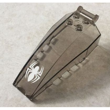trans-brown windscreen 8 x 4 x 2 with 4 studs and bar handle with white spider pattern sticker - set 76016
