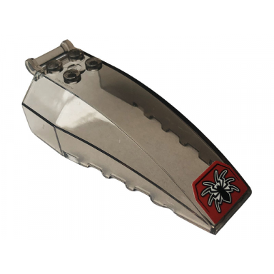 trans-brown windscreen 8 x 4 x 2 with 4 studs and bar handle with black spider on red background pattern sticker - set 76150