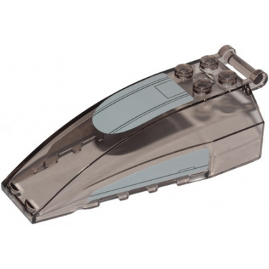 trans-brown windscreen 8 x 4 x 2 with 4 studs and bar handle with mandalorian starfighter pattern stickers - set 75316