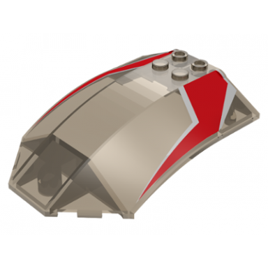 trans-brown windscreen 8 x 6 x 2 curved sloped sides with red and silver racing stripes pattern
