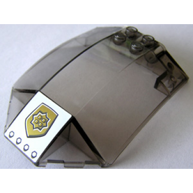 trans-brown windscreen 8 x 6 x 2 curved sloped sides with world city gold police badge pattern sticker - set 7031