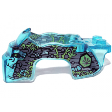 trans-light blue flywheel fairing gorilla shape with silver markings and leaves pattern