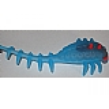 trans-light blue hero factory brain with molded hard plastic red eyes and spikes pattern - flexible rubber