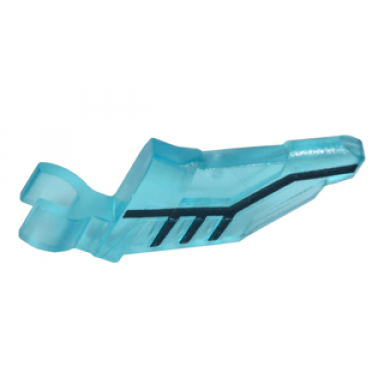 trans-light blue minifigure wing with clip and black lines pattern minifigure left side