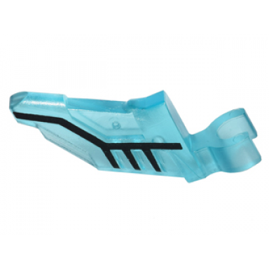 trans-light blue minifigure wing with clip and black lines pattern minifigure right side