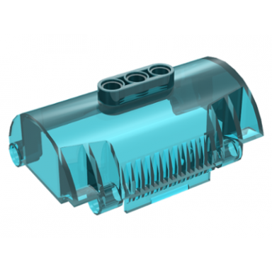 trans-light blue cylinder half 3 x 5 x 8 with pin holes