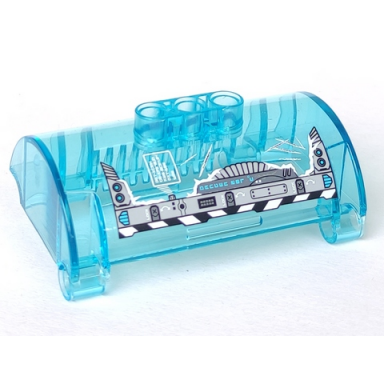 trans-light blue cylinder half 3 x 5 x 8 with pin holes with scratches mechanical frame and lock pattern sticker - set 44017