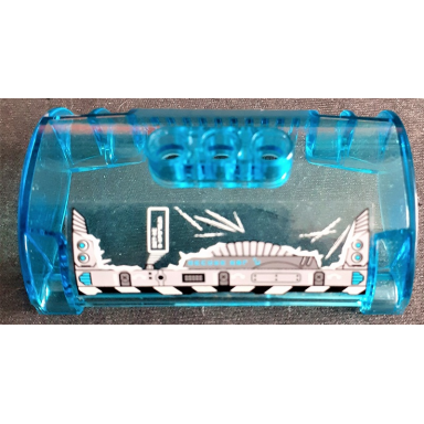 trans-light blue cylinder half 3 x 5 x 8 with pin holes with scratches mechanical frame and lock pattern sticker - set 44017
