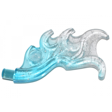 wave rounded curved wing with bar end flame with marbled glitter trans-clear pattern