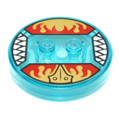 dimensions toy tag 4 x 4 x 2 3 with 2 studs and trans-light blue bottom with legends of chima eagle beak and red flames on gold background pattern eris