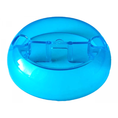 trans-light blue cylinder hemisphere 7 x 7 flat pod half with 2 pin holes
