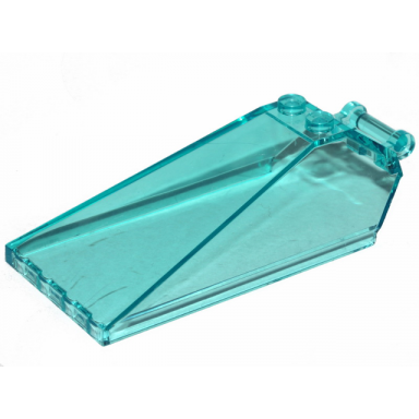 trans-light blue windscreen 8 x 4 x 2 with 2 studs and bar handle