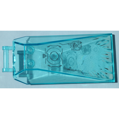 trans-light blue windscreen 8 x 4 x 2 with 2 studs and bar handle with silver head-up display hud and white ice pattern sticker - set 70673