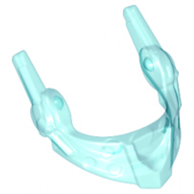 trans-light blue minifigure visor pointed with round dimples and spikes