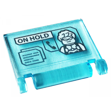trans-light blue minifigure utensil book cover with on hold phone and minifigure pattern sticker - set 76166