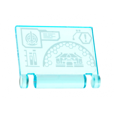 trans-light blue minifigure utensil book cover with computer screen white s.w.o.r.d logo hex diagram pattern