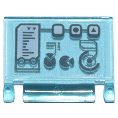 trans-light blue minifigure utensil book cover with digital display flow chart buttons and pie charts pattern sticker - set 76269