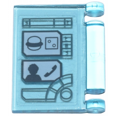 trans-light blue minifigure utensil book cover with digital display hamburger silhouette and phone pattern sticker - set 76269