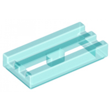 trans-light blue tile modified 1 x 2 grille with bottom groove