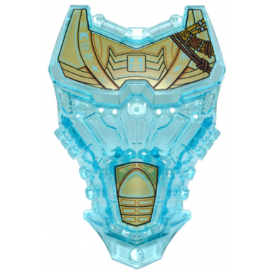 trans-light blue large figure torso with bionicle gold scaled armor medium azure runes and reddish brown straps pattern ekimu