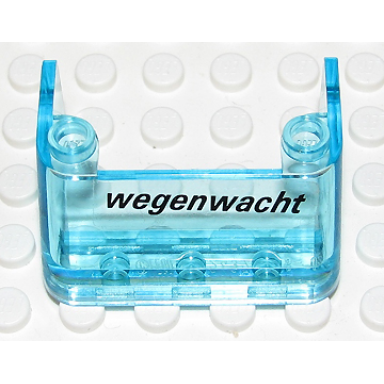 trans-light blue windscreen 3 x 4 x 1 1 3 with 2 studs on top with wegenwacht pattern sticker - set 2140