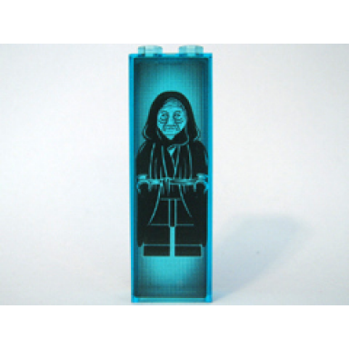 trans-light blue brick 1 x 2 x 5 with emperor palpatine pattern on both sides stickers - set 6211
