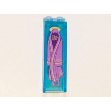 trans-light blue brick 1 x 2 x 5 with medium lavender dressing gown with gold gh pattern sticker - set 41101