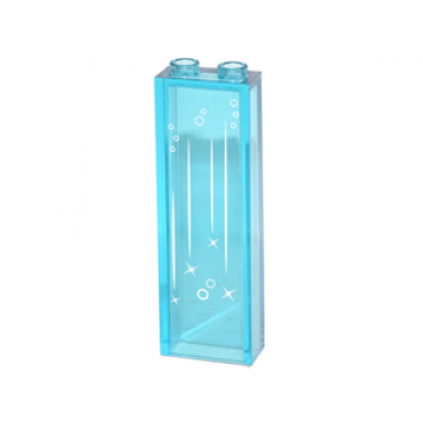 trans-light blue brick 1 x 2 x 5 with waterfall with bubbles and sparkles pattern sticker - set 41178