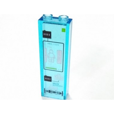 trans-light blue brick 1 x 2 x 5 with analysis and brain activity pattern sticker - set 70165