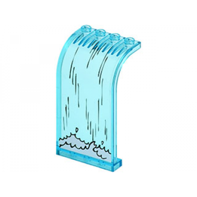 trans-light blue panel 3 x 4 x 6 curved top with waterfall pattern sticker - set 7627