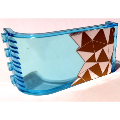 trans-light blue panel 3 x 4 x 6 curved top with silver and gold triangles mosaic pattern sticker - set 41106