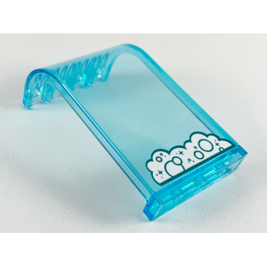 trans-light blue panel 3 x 4 x 6 curved top with white water foam with dark turquoise bubbles and sparkles flat lower edge pattern sticker - set 41164