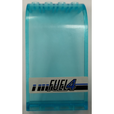 trans-light blue panel 3 x 4 x 6 curved top with fuel4 black and blue stripes on white background pattern sticker - set 8154