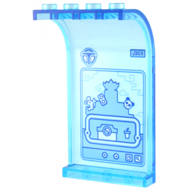 trans-light blue panel 3 x 4 x 6 curved top with digital screen map of city of lanterns train track and airport shuttle logo t pattern sticker - set 80036