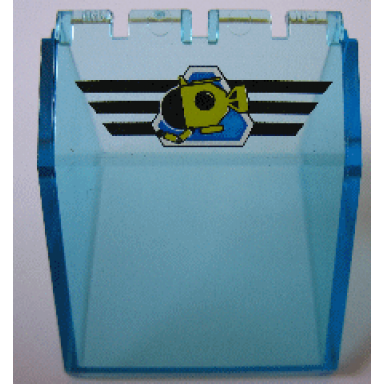 trans-light blue windscreen 4 x 4 x 3 canopy with yellow submarine on blue triangle with black stripes pattern sticker - set 1782