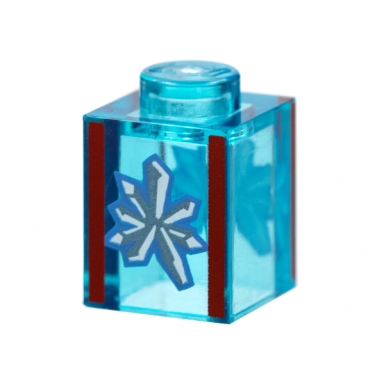 trans-light blue brick 1 x 1 with red lines white crystal pattern on both sides