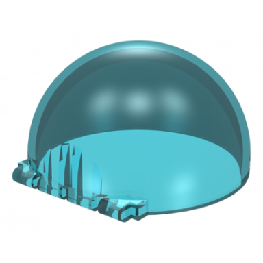 trans-light blue windscreen 6 x 6 x 3 canopy half sphere with hinge
