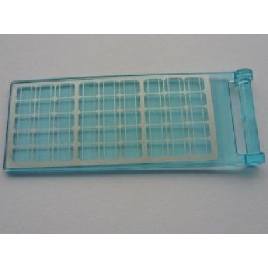 trans-light blue flag 7 x 3 with bar handle with silver solar array pattern sticker - sets 3368 10213 10231