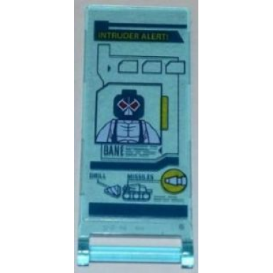 trans-light blue flag 7 x 3 with bar handle with intruder alert! batman bane on screen and vehicle with drill and missiles pattern sticker - set 6860