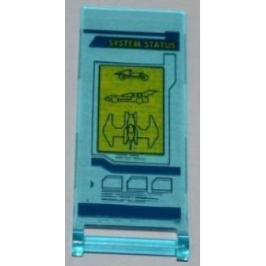trans-light blue flag 7 x 3 with bar handle with system status and batman vehicles on screen pattern sticker - set 6860