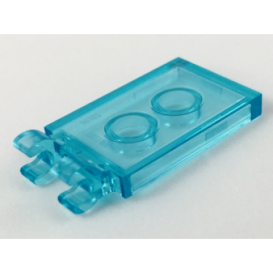 trans-light blue tile modified 2 x 3 with 2 open o clips