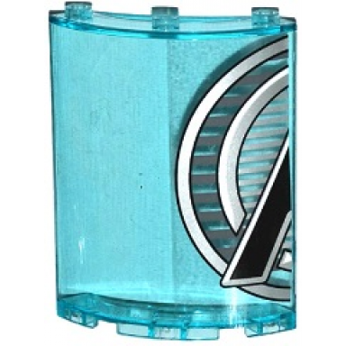 trans-light blue cylinder quarter 4 x 4 x 6 with avengers logo left half pattern sticker - set 76038