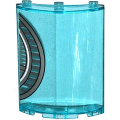 trans-light blue cylinder quarter 4 x 4 x 6 with silver stripes and white silver and black half circles pattern sticker - set 76038
