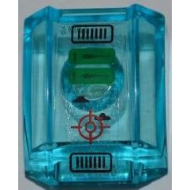 trans-light blue slope curved 2 x 2 lip with grilles and target pattern sticker - set 7050