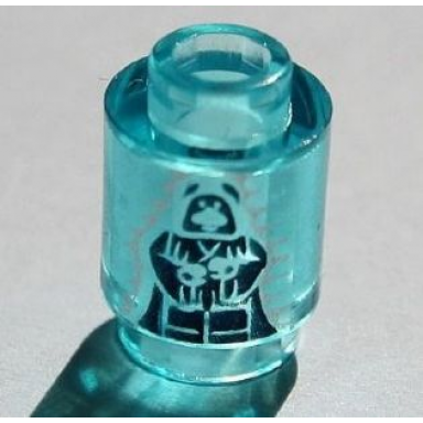 trans-light blue brick round 1 x 1 with emperor palpatine darth sidious pattern